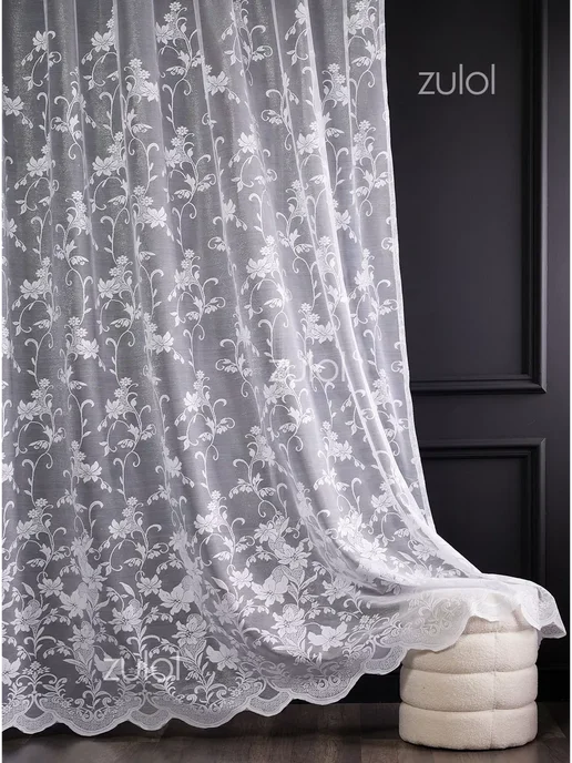 zulol Тюль штора 200х250 в спальню гостиную в цветочек, 200x250, фото 7