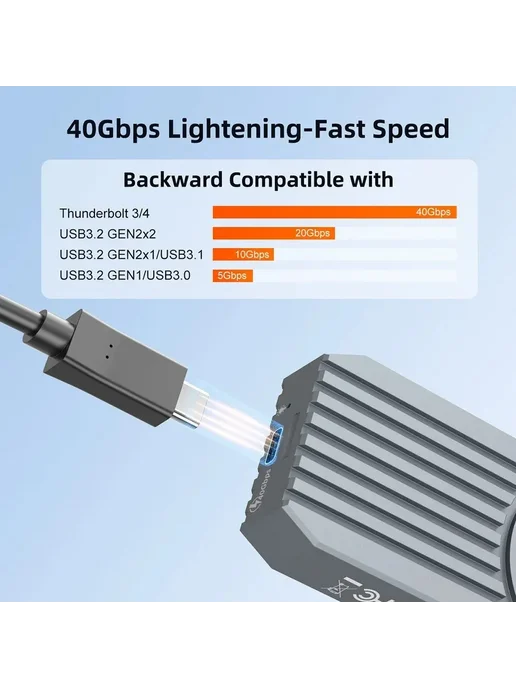 Palmexx Корпус для SSD M.2, M и B+M key, NVMe Type-С 40Гбс, вариант, фото 7
