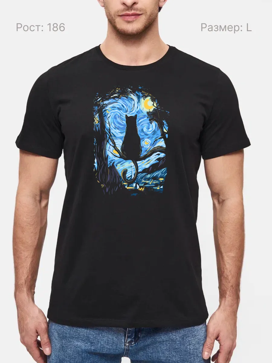 Футболка Кот в мире Ван Гога