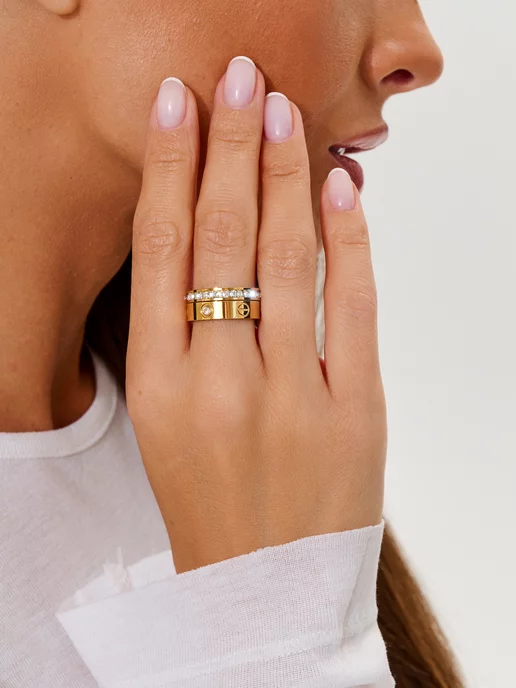 dari accessory Набор 2 кольца Картье Love и дорожка, желтый, фото 4