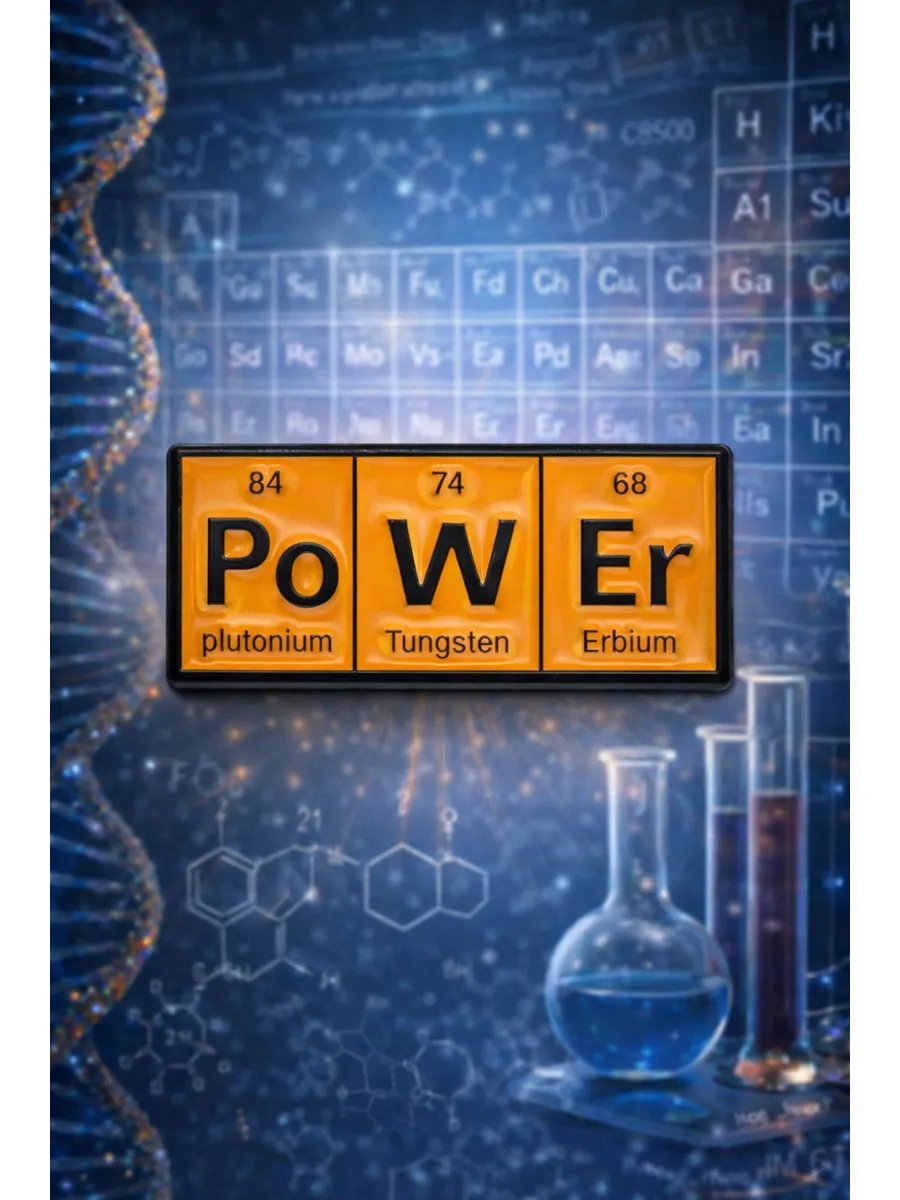 Металлический химический значок PoWEr, 13х40 мм