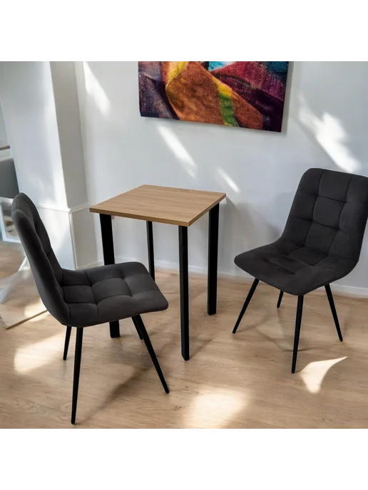 TheTableLab Игровой компьютерный стол цвет Дуб, 60*60 см. Ножки черные, 60x50 см, фото 2