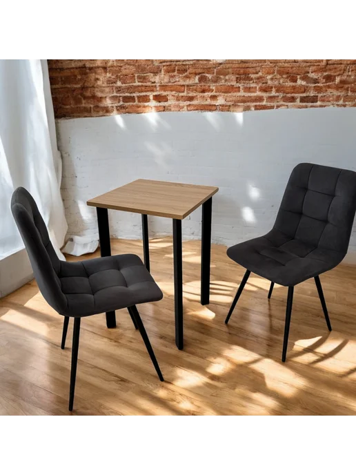 TheTableLab Игровой компьютерный стол цвет Дуб, 60*60 см. Ножки черные, 50x50 см, фото 2
