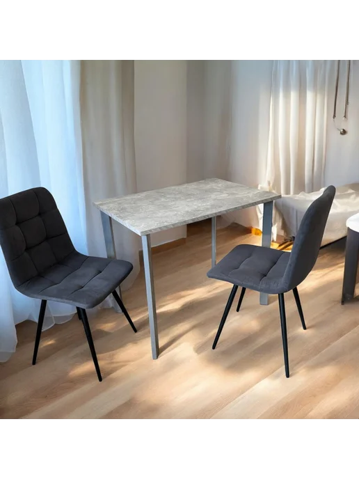 TheTableLab Игровой компьютерный стол Бетон, 100*60 см. Ножки серый хром, 100x60 см, фото 2