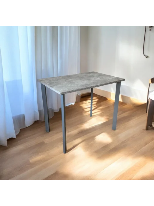 TheTableLab Игровой компьютерный стол Бетон, 100*60 см. Ножки серый хром, 100x60 см, фото 3