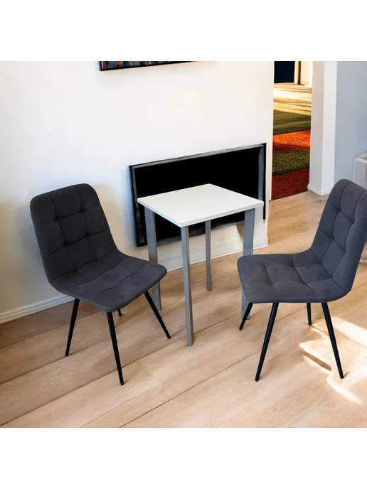 TheTableLab Игровой компьютерный стол Белый, 60*60 см. Ножки серый хром, 60x60 см, фото 2