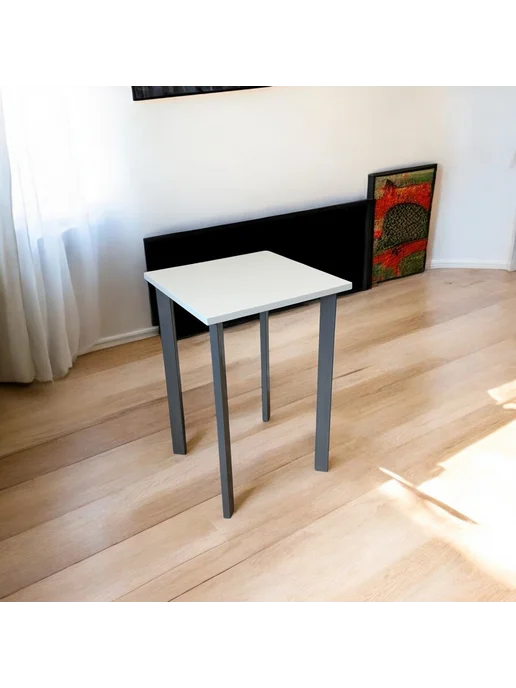 TheTableLab Игровой компьютерный стол Белый, 60*60 см. Ножки серый хром, 60x60 см, фото 3