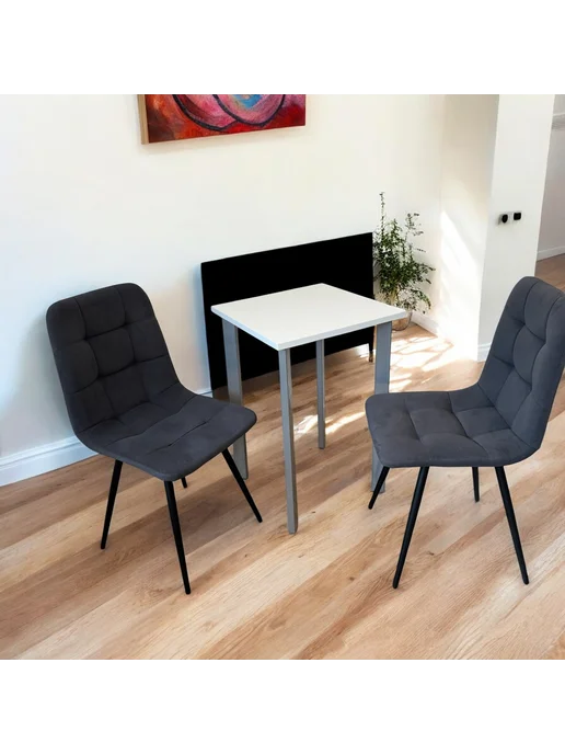 TheTableLab Игровой компьютерный стол Белый, 50*50 см. Ножки серый хром, 50x50 см, фото 2