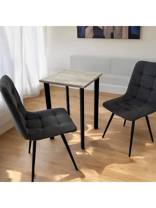TheTableLab Игровой компьютерный стол Бетон, 60*60 см. Ножки черные, 60x50 см, фото 2