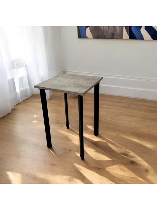TheTableLab Игровой компьютерный стол Бетон, 60*60 см. Ножки черные, 60x50 см, фото 3