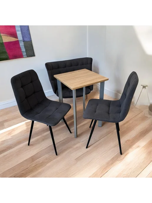 TheTableLab Игровой компьютерный стол Дуб, 60*60 см. Ножки серый хром, 60x60 см, фото 2