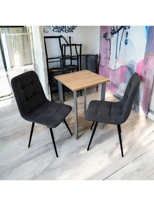 TheTableLab Игровой компьютерный стол Дуб, 50*50 см. Ножки серый хром, 50x50 см, фото 2