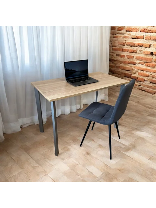 TheTableLab Игровой компьютерный стол Дуб, 110*60 см. Ножки серый хром, 110x60 см