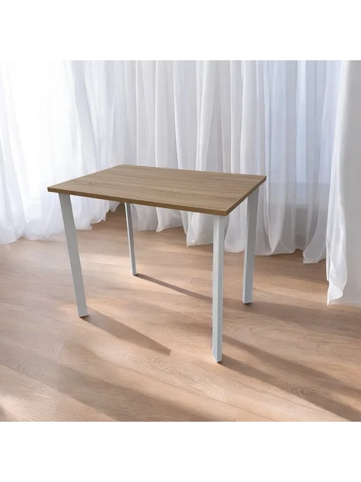 TheTableLab Игровой компьютерный стол цвет Дуб, 90*70 см. Ножки белые, 90x70 см, фото 3