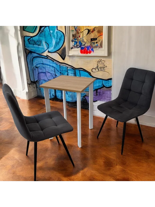 TheTableLab Игровой компьютерный стол цвет Дуб, 60*60 см. Ножки белые, 60x60 см, фото 2