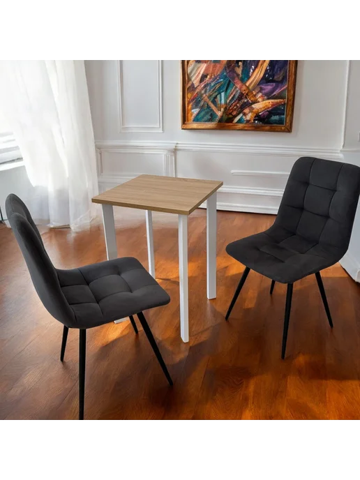 TheTableLab Игровой компьютерный стол цвет Дуб, 60*60 см. Ножки белые, 60x50 см, фото 2