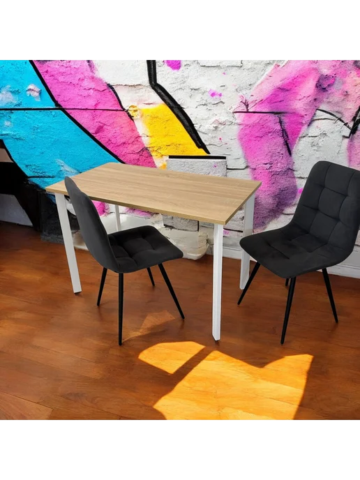 TheTableLab Игровой компьютерный стол цвет Дуб, 110*60 см. Ножки белые, 110x60 см, фото 2