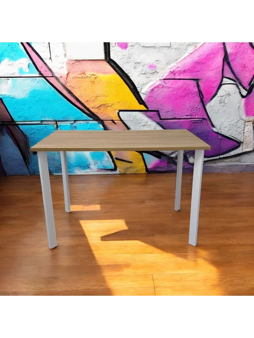 TheTableLab Игровой компьютерный стол цвет Дуб, 110*60 см. Ножки белые, 110x60 см, фото 3