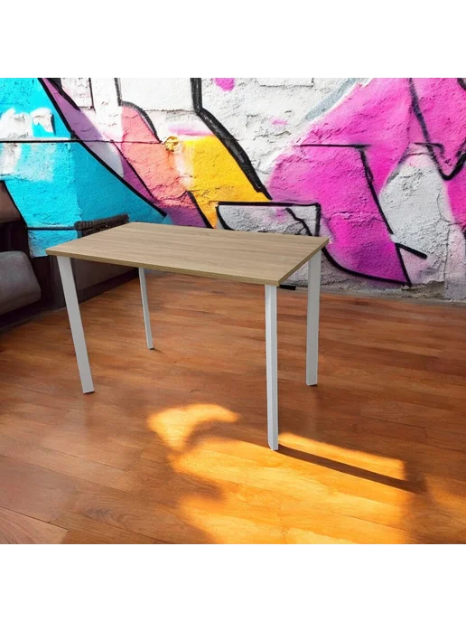TheTableLab Игровой компьютерный стол цвет Дуб, 110*60 см. Ножки белые, 110x60 см, фото 4