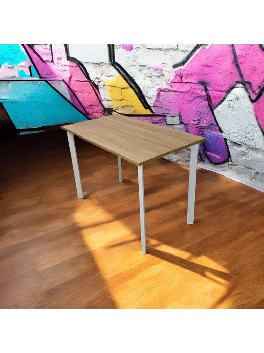 TheTableLab Игровой компьютерный стол цвет Дуб, 110*60 см. Ножки белые, 110x60 см, фото 5
