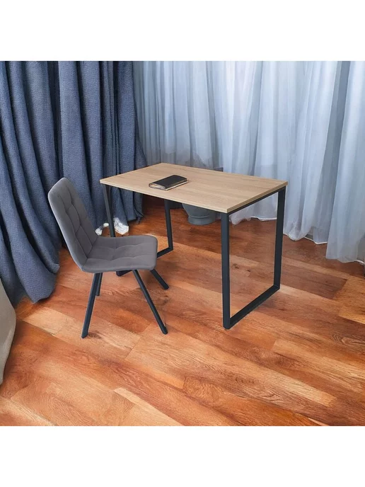 TheTableLab Игровой компьютерный стол 110*70 см, Дуб, Ножки черные, 110x60 см, фото 2