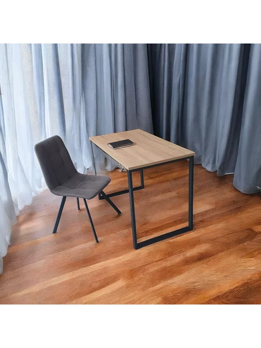 TheTableLab Игровой компьютерный стол 110*70 см, Дуб, Ножки черные, 110x60 см, фото 4