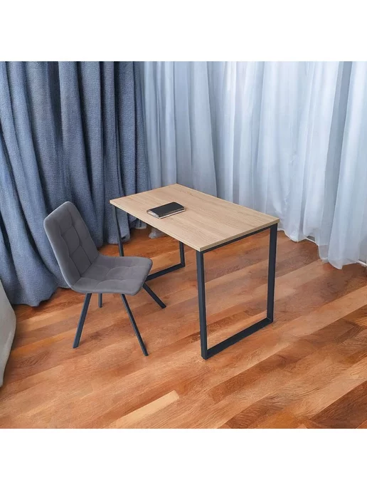 TheTableLab Игровой компьютерный стол 110*70 см, Дуб, Ножки черные, 110x60 см, фото 6