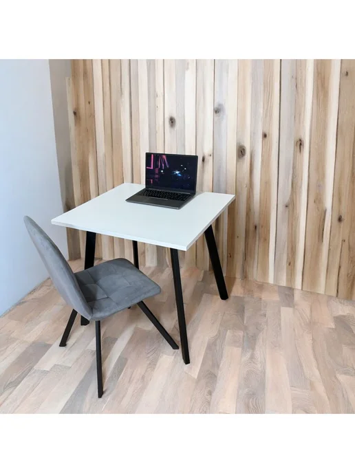 TheTableLab Игровой компьютерный стол Белый, 80*70 см. Ножки черные, 80x70 см, фото 2