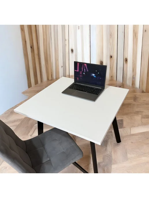 TheTableLab Игровой компьютерный стол Белый, 80*70 см. Ножки черные, 80x70 см, фото 3