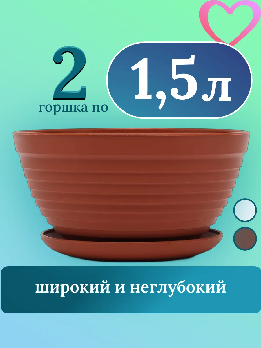 2 горшка 1,5 л с поддоном d 20 см "Алиса"