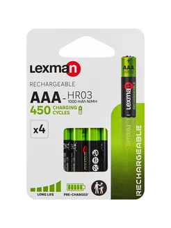 Батарейка аккумуляторная Lexman AAA 1000 mAh 4 шт. Lexman 259807322 купить за 863 ₽ в интернет-магазине Wildberries