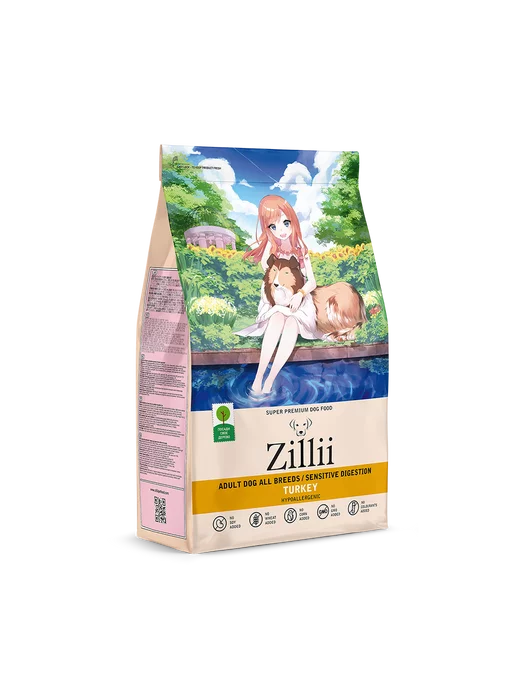 Сухой корм Zillii для собак, чувствительное пищеварение, индейка, 0,8 кг