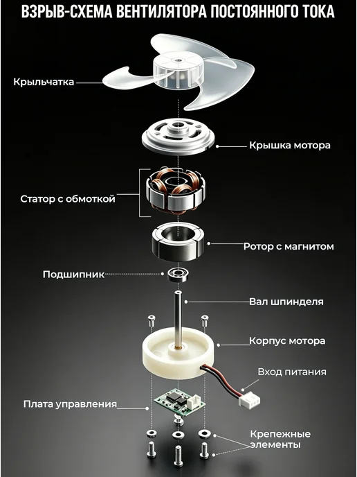 Балтийский Светлячок Люстра потолочная светодиодная с вентилятором, E27, пульт, белый, фото 3