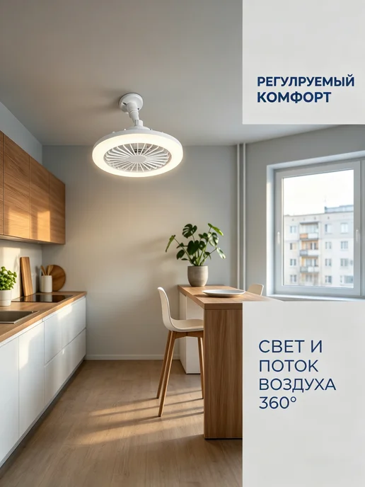 Балтийский Светлячок Люстра потолочная светодиодная с вентилятором, E27, пульт, белый, фото 5