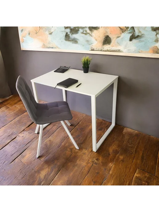 TheTableLab Письменный стол цвет Белый, 90*70 см. Ножки лофт белые, 90x70 см, фото 2