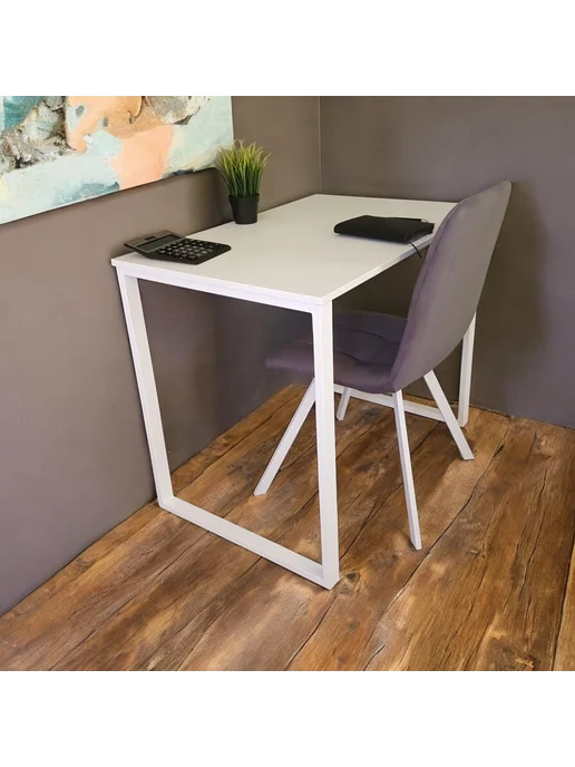 TheTableLab Письменный стол цвет Белый, 90*70 см. Ножки лофт белые, 90x70 см, фото 3