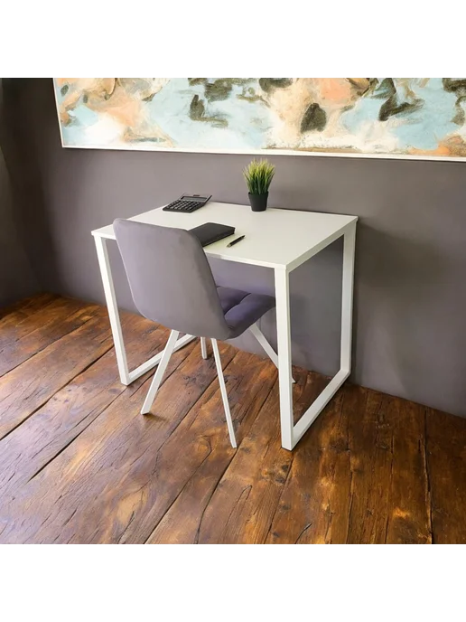 TheTableLab Письменный стол цвет Белый, 90*70 см. Ножки лофт белые, 90x70 см, фото 4