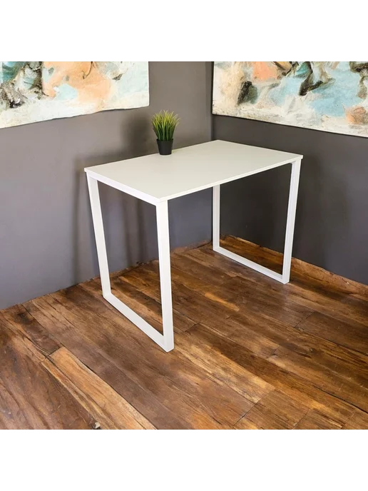 TheTableLab Письменный стол цвет Белый, 90*70 см. Ножки лофт белые, 90x70 см, фото 5
