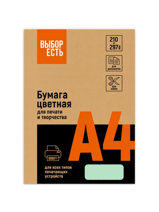 Бумага Выбор есть Цветная A4, 160 г/м², 250 листов, зеленый пастель, фото 2