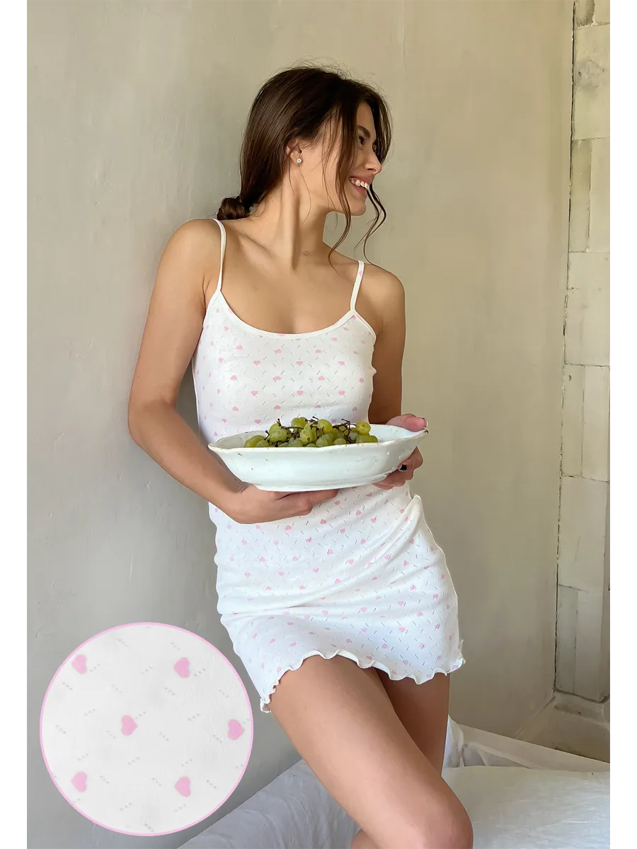 Ночная сорочка женская ажурная сердечки