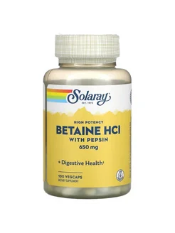 Betaine HCl, бетаин гидрохлорид и пепсин, 650 мг