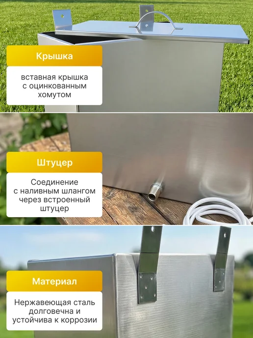 GoodMarket Умывальник с подогревом дачный 32 л настенный из нержавейки, 32 л, фото 3