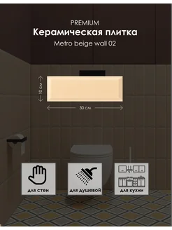 Керамическая плитка Metro beige wall 02 100*300 Глянцевая