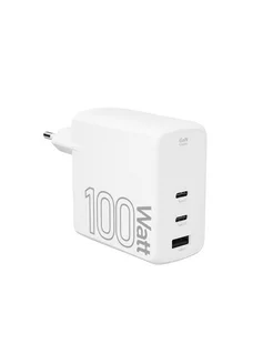 Сетевое зарядное устройство GaN,100 Вт,2xUSB-C,1xUSB-A,белый