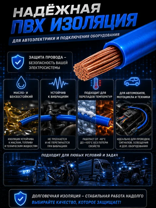 Nanosounds Провод автомобильный пгва 0.5 мм² набор 7 шт по 10 метров, 7 шт, фото 3
