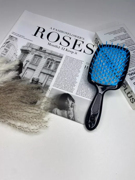 RadarCosmetic Расческа продувная, массажная для укладки волос, Синяя, синий