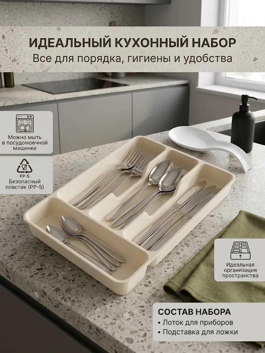 Набор для кухни: лоток и подставка под ложку