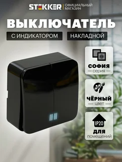 Выключатель двухклавишный накладной с подсветкой