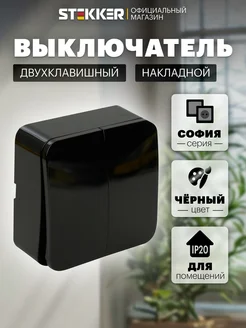 Выключатель двухклавишный накладной