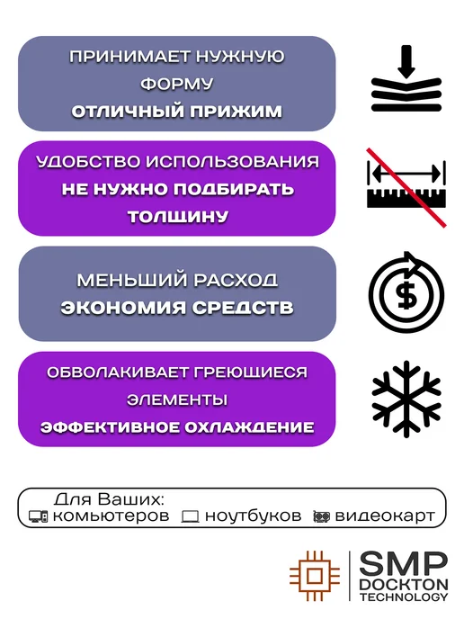 SMP DOCKTON TECHNOLOGY Жидкая термопрокладка 17.8 Вт мК 20г СмартМастер ПРО, 17,8 Вт, 40 г, фото 2